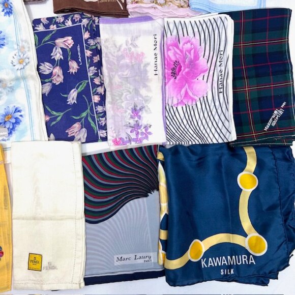 BULK SALE FOR RESALE:  14 Handkerchiefs +2 Scarf: BURBERRY-Celine-Fendi More!(#1 - Picture 3 of 16